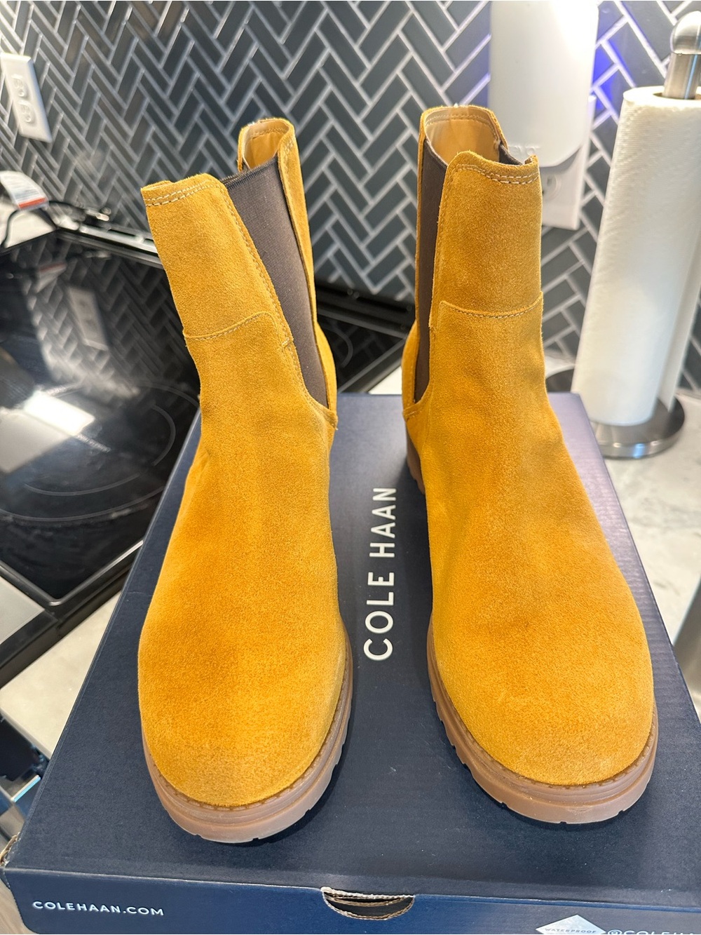 Cole Haan Mustard Suede Chelsea Booties - Women’s size 11 - worn once